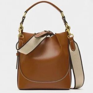 Zara Tan Leather Bucket Bag